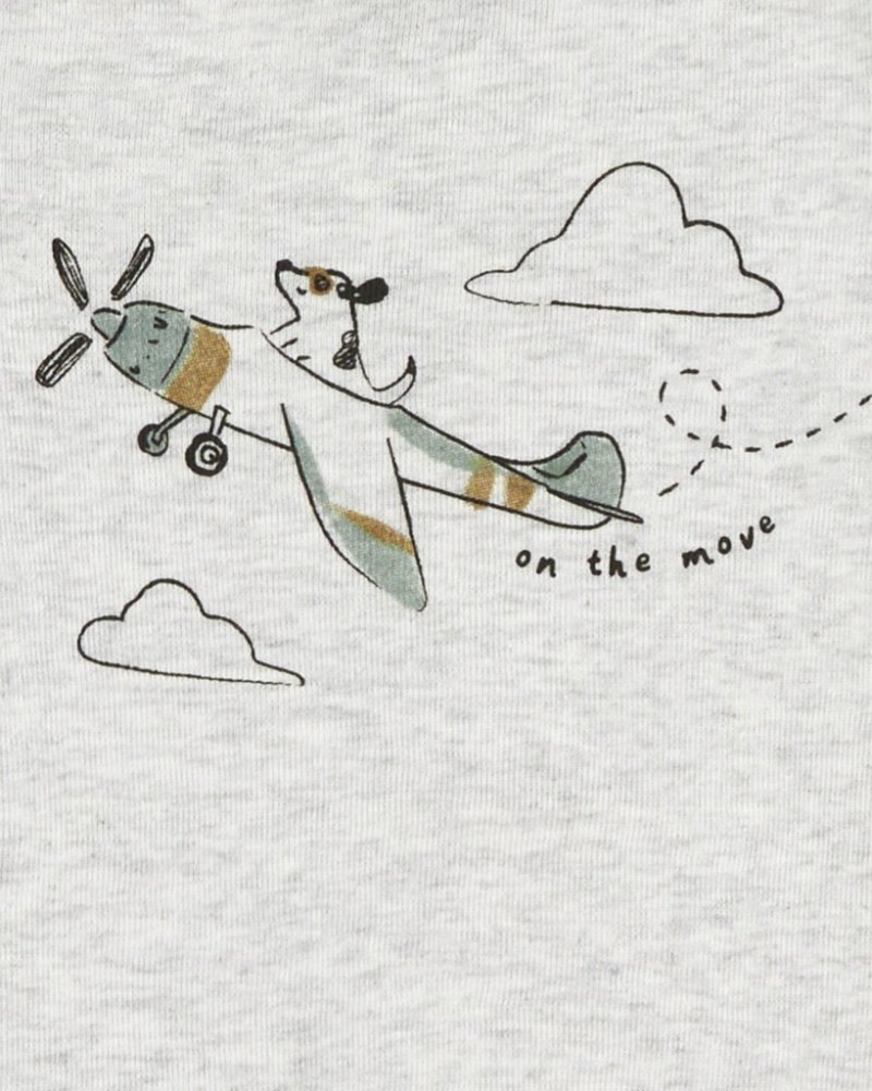 Ensemble body 3 pièces CARTER'S, long. manche, corps court manche, pantalon de survêtement Olive Airplane garçon 12m/taille. 80 – Image 3