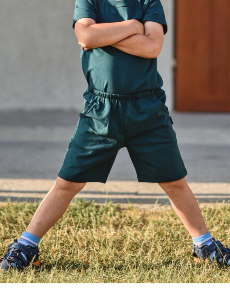 Short à poches pour enfants, vert bouteille 116