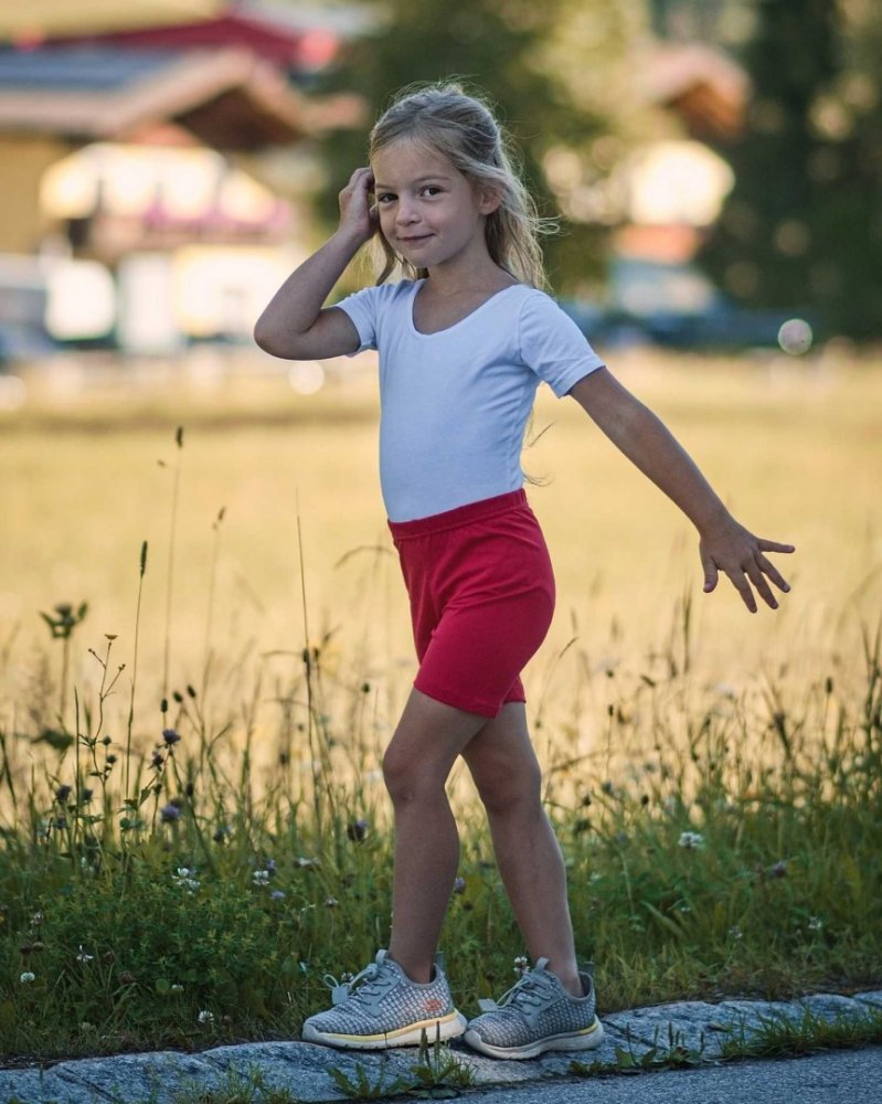 Legging court pour enfant, rouge 104