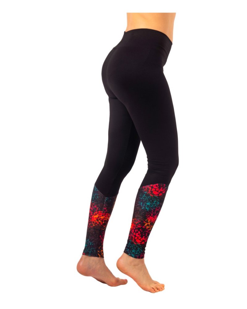 Damskie legginsy z wysokim stanem, czarne + krople S