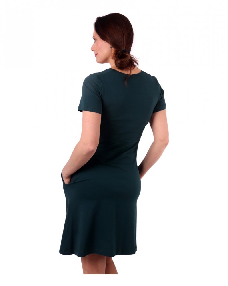 Robe d'allaitement avec poches Thé, manches courtes, vert bouteille XS/S – Image 4