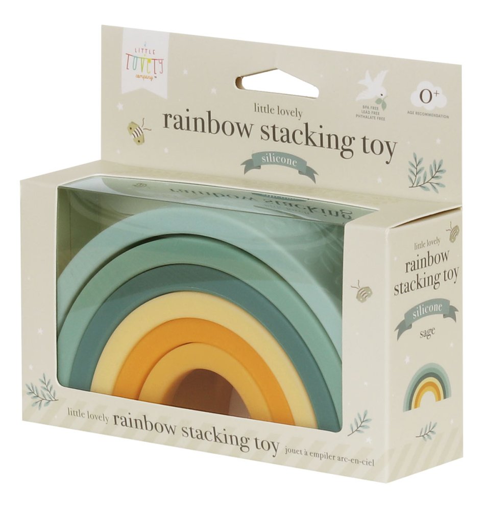 A Little Lovely Company - arcobaleno impilabile Montessori - verde e giallo - immagine 4