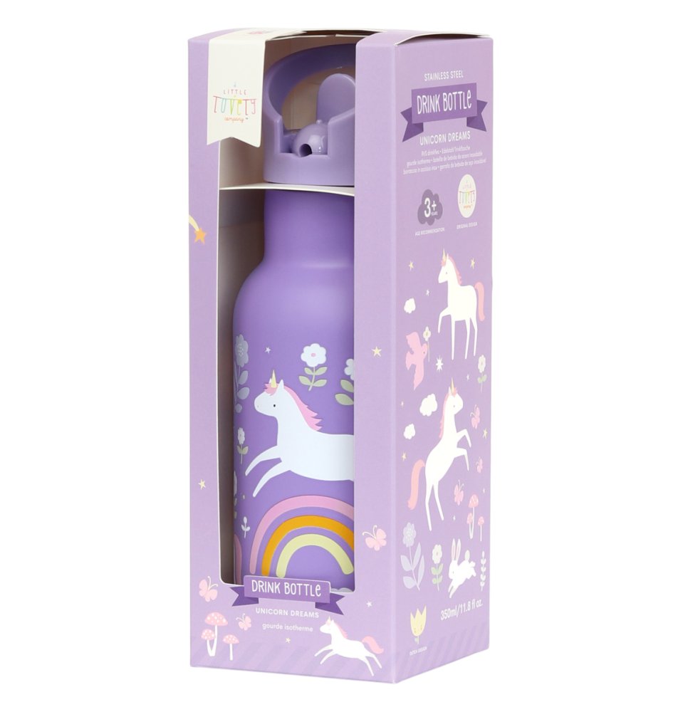 A Little Lovely Company - bidon ze stali nierdzewnej, 350 ml - jednorożce i tęcza - obrazek 4