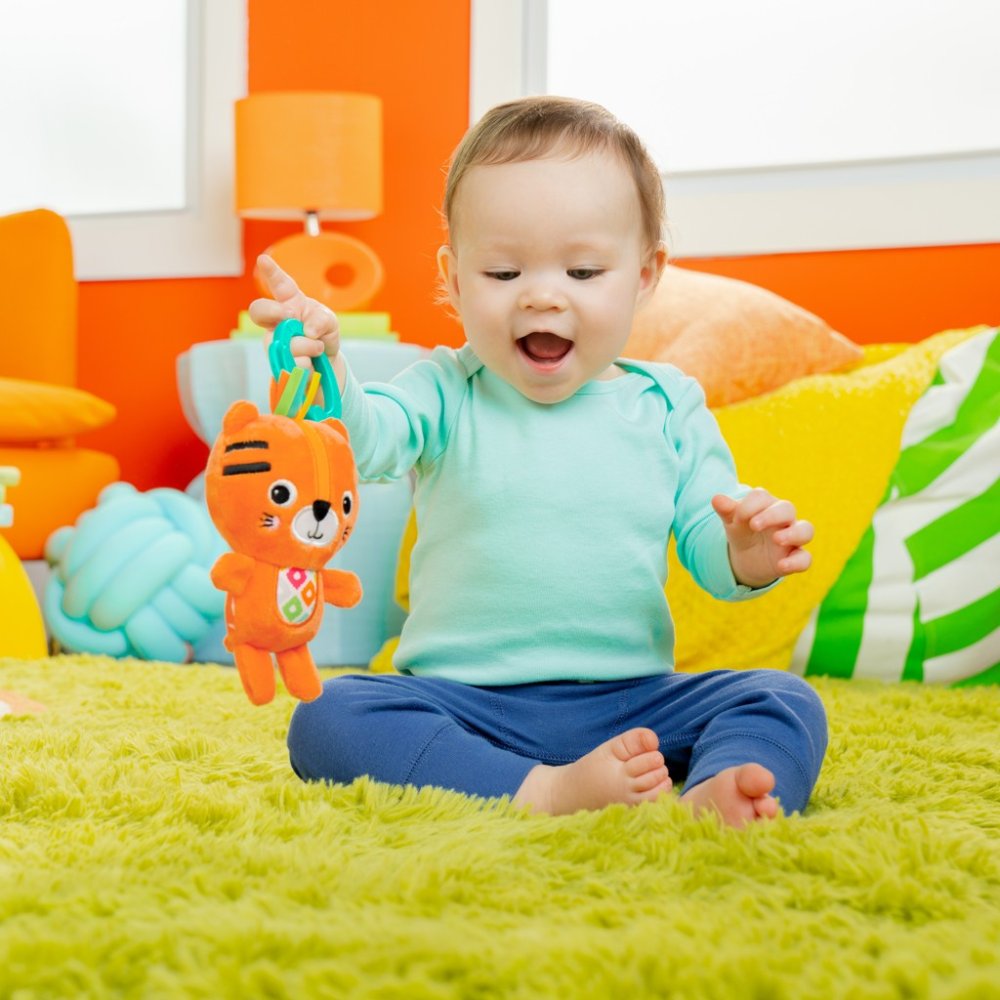 BRIGHT STARTS Sonaglio di peluche con anello a C tigre Jingle Joy™ 0m+ - immagine 5