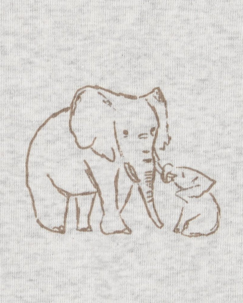 CARTER'S Grenouillère Éléphant Gris + Rayure Ivoire neutre MFL 2 pièces 9m/taille 74 – Image 3