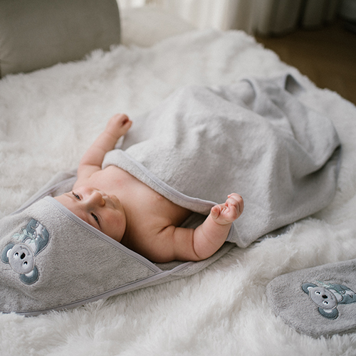 BABYONO Accappatoio con cappuccio Bamboo grigio 100x100 cm - immagine 6