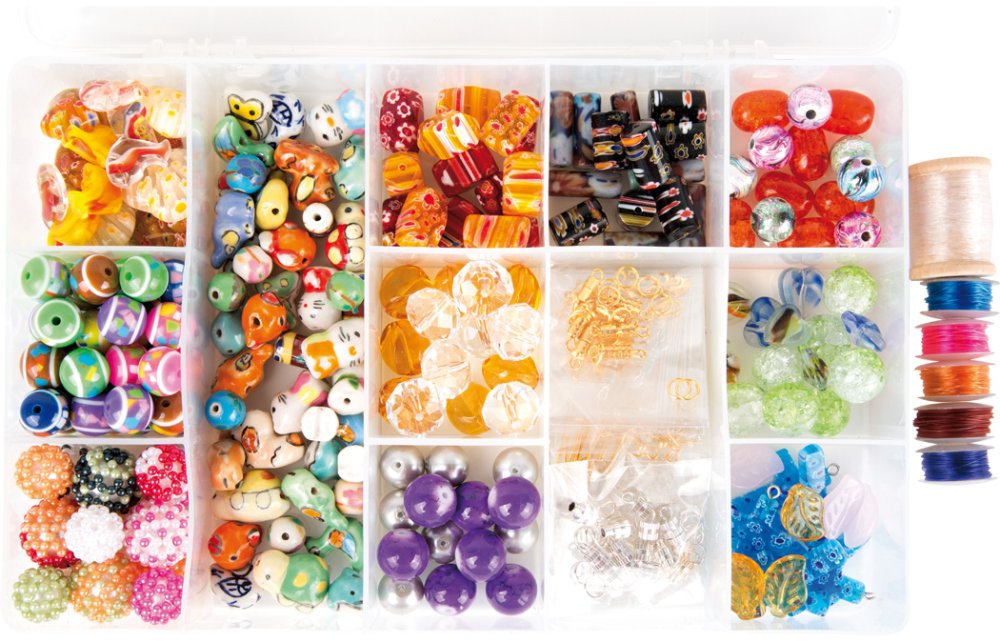 small foot Zestaw szklanej i ceramicznej biżuterii w pudełku