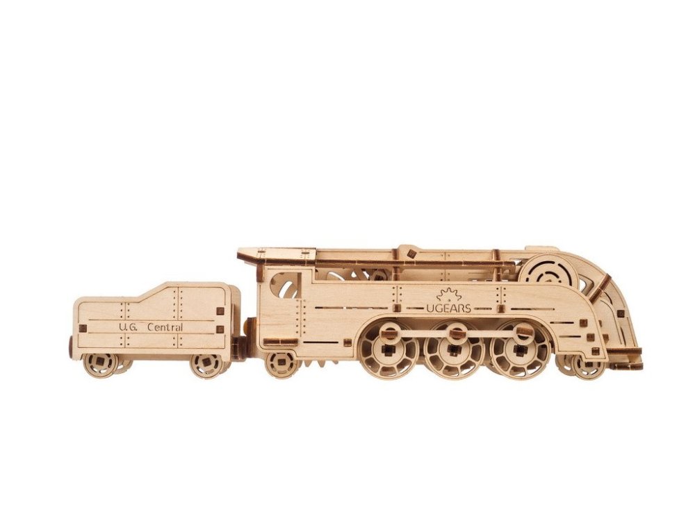 Puzzle mécanique en bois 3D Ugears MINI Locomotive – Image 7