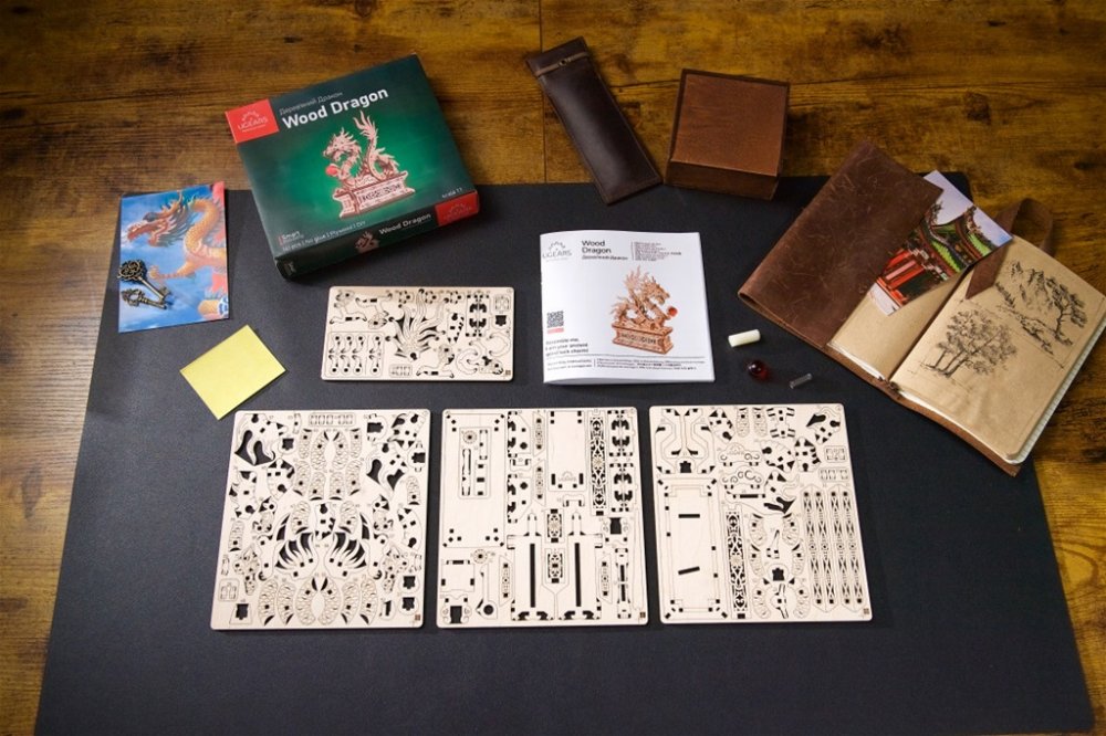 Puzzle mécanique en bois 3D Ugears Dragon – Image 3