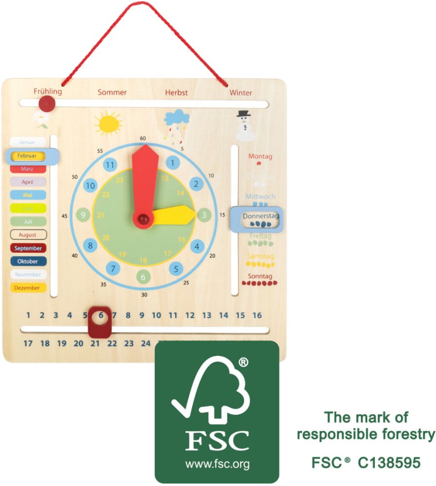 Small foot Edukativní kalendář s hodinami německý