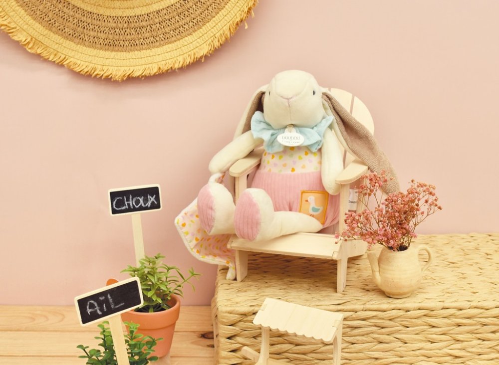 Doudou Dárková sada růžová Králíček Ciboulette s dečkou 28 cm (obrázek 10)