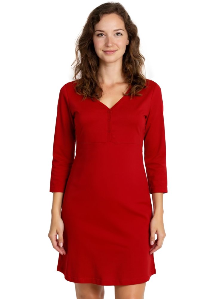 Szoptatós hálóing, 3/4 ujjú, piros L/XL