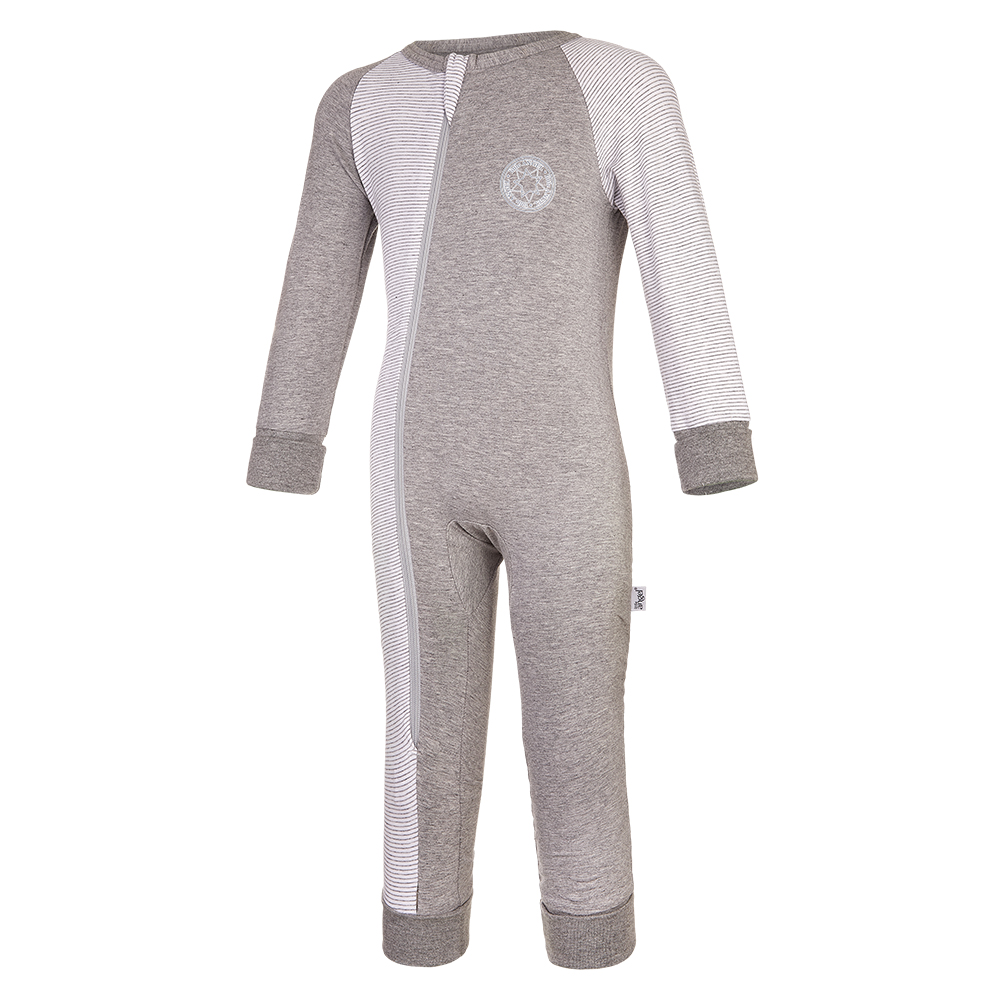 Tutina sottile DR bordi Outlast® - mélange grigio/striscia mélange bianco-grigio 104