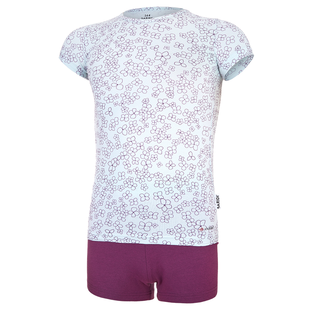 Conjunto fino para niña Outlast® - Flores menta claro/ciruela 158