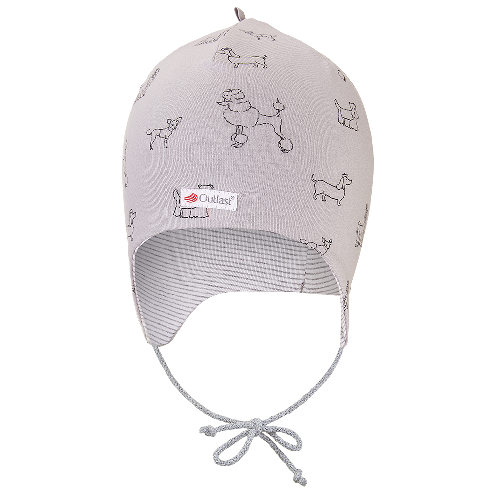 Bonnet doublé à nouer Outlast® - gris pes/rayure chiné gris-blanc 1 | 36-38 cm