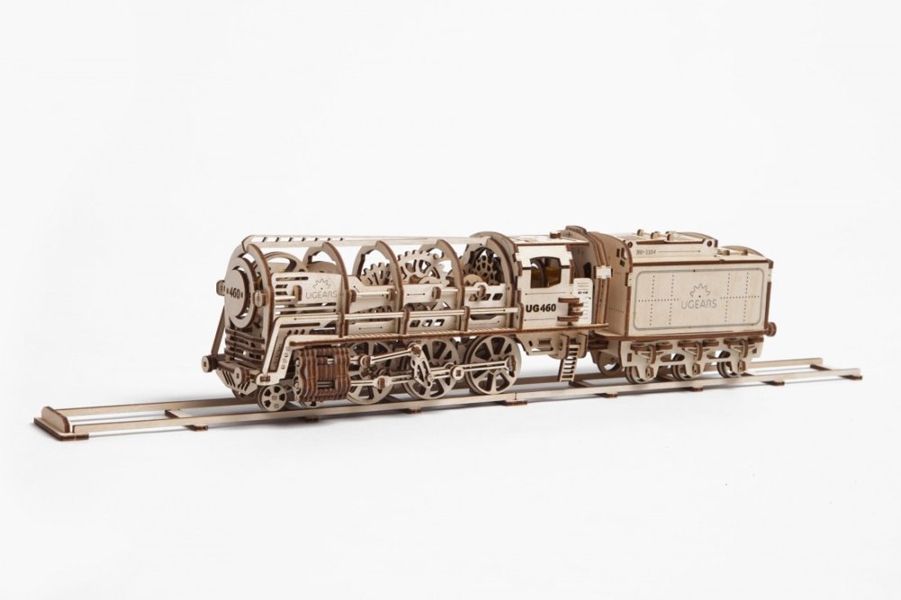 Ugears 3D dřevěné mechanické puzzle Parní lokomotiva 4-6-0 s tendrem (obrázek 6)