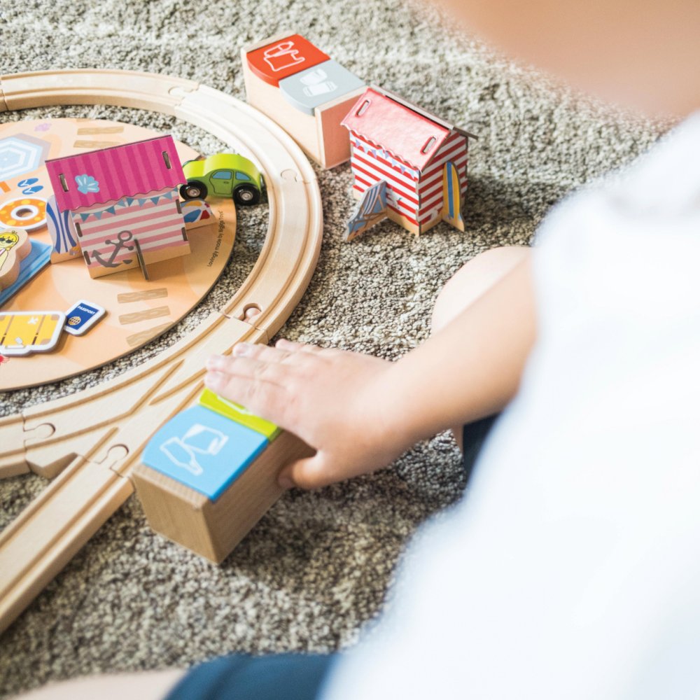 Bigjigs Rail Dřevěná vláčkodráha Úklid pobřeží 70 dílů (obrázek 5)
