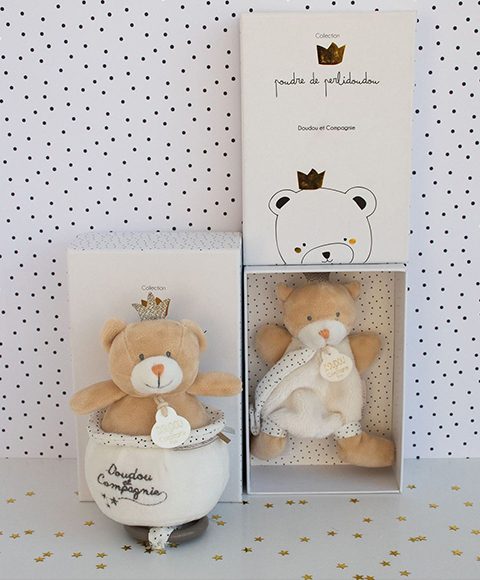 Doudou Dárková sada - Hračka s úchytem na dudlík medvídek král 15 cm (obrázek 5)