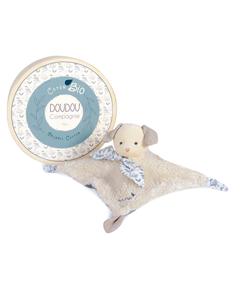Doudou Dárková sada - Plyšový králíček s béžovou dečkou z BIO bavlny 25 cm