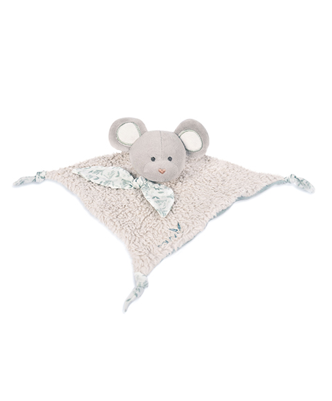 Doudou Dárková sada - Plyšová myška s čtvercovou dečkou z BIO bavlny 25 cm (obrázek 2)