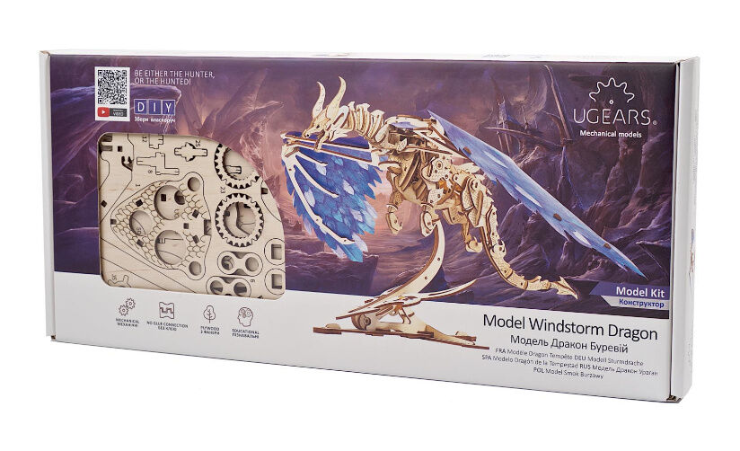 Ugears 3D dřevěné mechanické puzzle Vířící drak (obrázek 3)