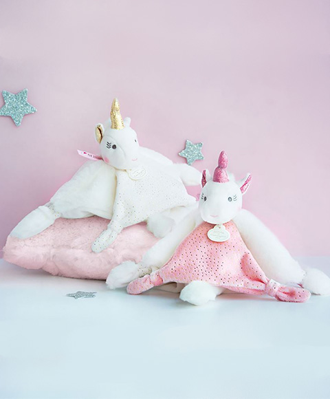 Doudou Dárková sada - plyšový muchláček jednorožec 22 cm (obrázek 5)
