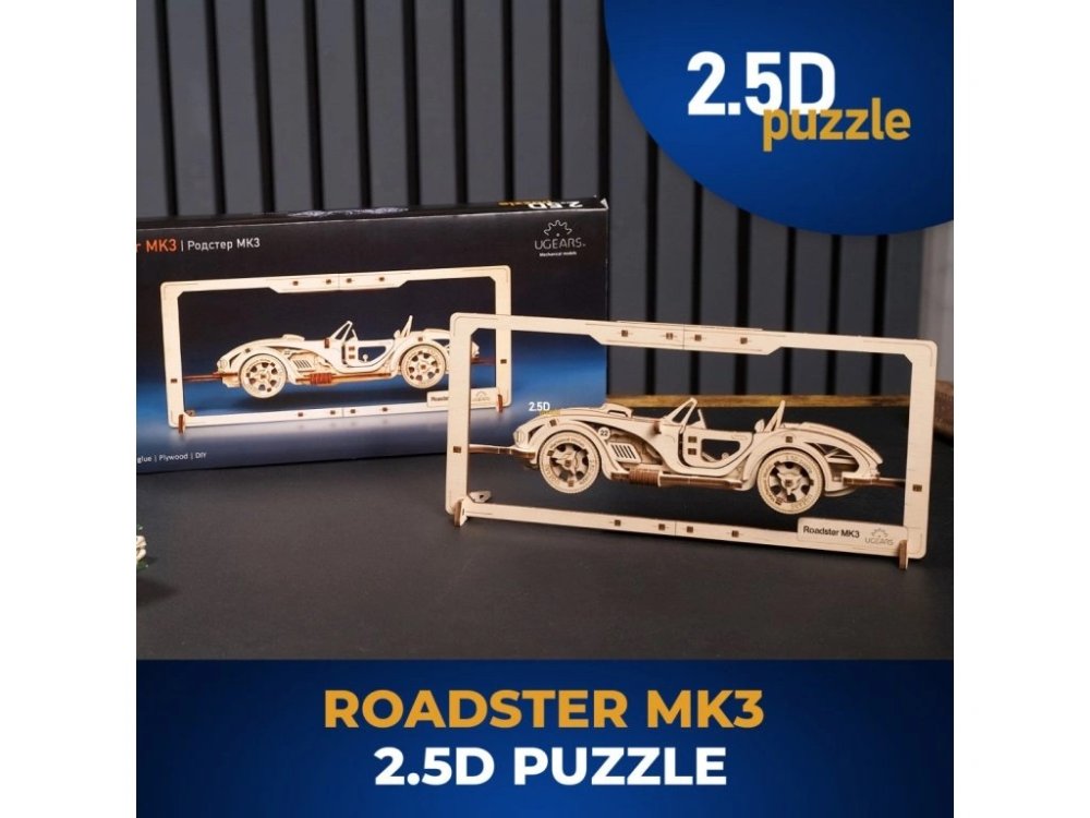Ugears 2,5D dřevěné mechanické puzzle Roadster MK3 (obrázek 6)