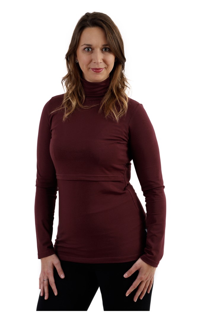 Breastfeeding Turtleneck Kateřina - Bordeaux (burgundy) L/XL,Breastfeeding Turtleneck Kateřina - Bordeaux (burgundy) L/XL