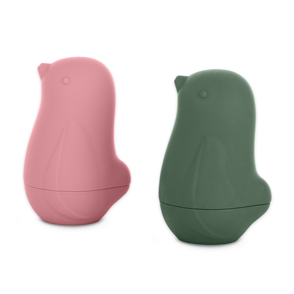 PETITE&MARS Badleksaker I Silikon Love Birds Rose Green 6m+