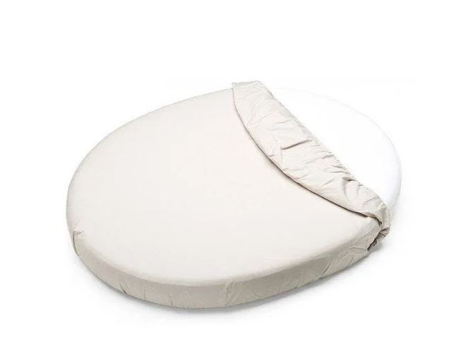 PETITE&MARS Waterproof Fitted Sheet For An Oval Cot Soft Dream Oval 84 X 50 White