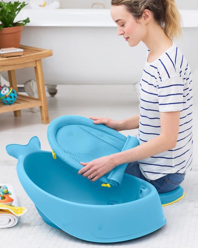 SKIP HOP Vasca Da Bagno Con Pad Ergonomico Moby Trifase Blu