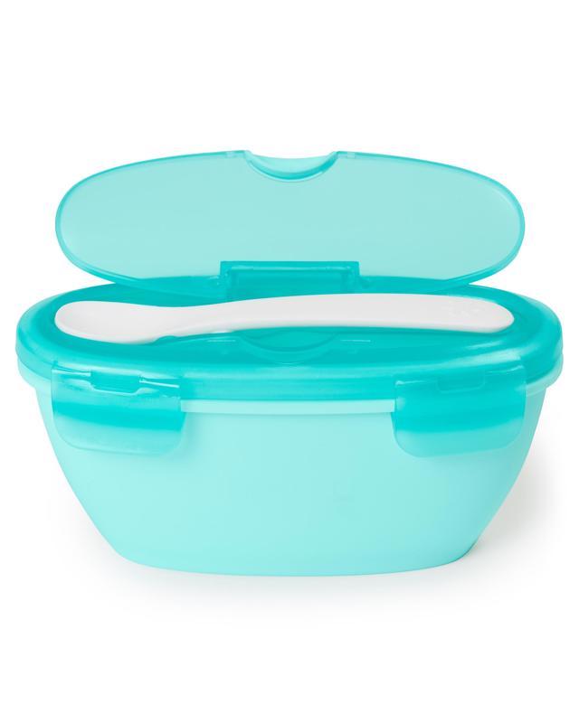 SKIP HOP Ciotola Con Cucchiaio In Custodia Protettiva Easy Serve Teal 240 Ml, 3m+