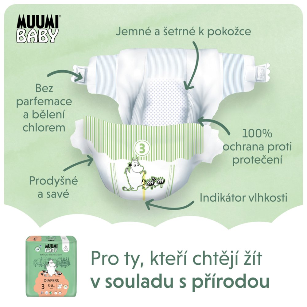 MUUMI Baby 3 Midi 5-8 Kg (150 Buc), Pachet Lunar De Scutece Eco