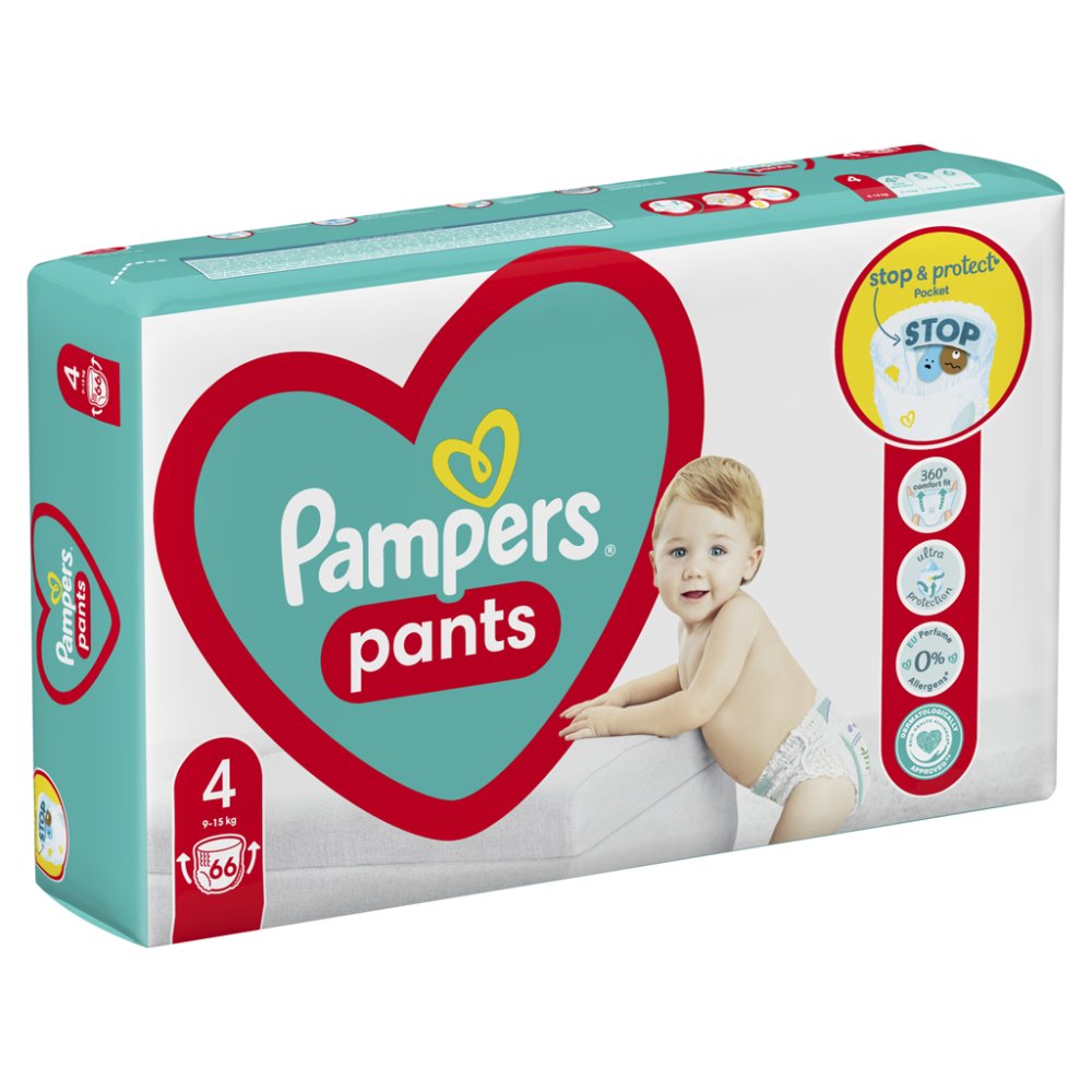 PAMPERS Pleny Kalhotkové Active Baby Pants Vel. 4 (66 Ks) 9-15 Kg