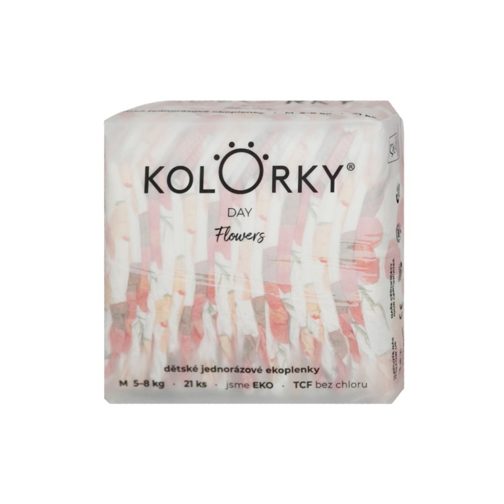 KOLORKY DAY Luiers Wegwerp Eco, Bloemen M (5-8 Kg) 21 St