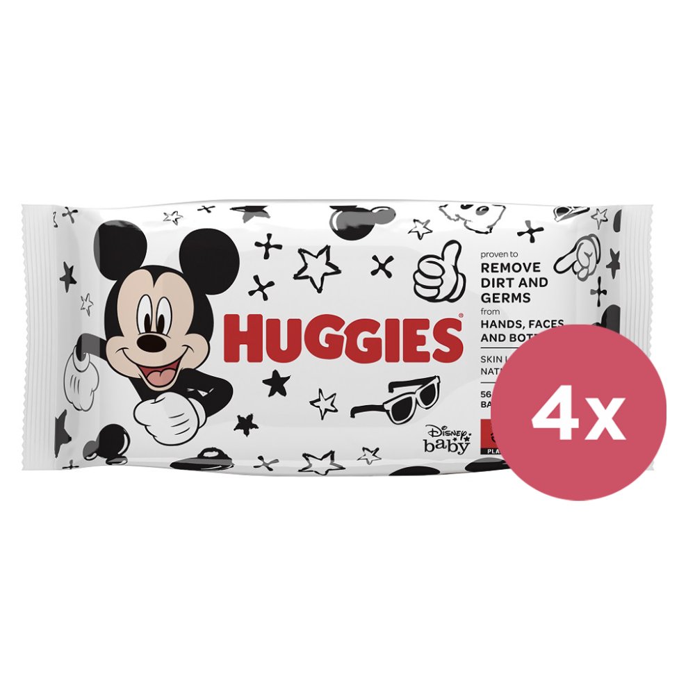 4x HUGGIES® Ubrousky Vlhčené Mickey Mouse 56 Ks