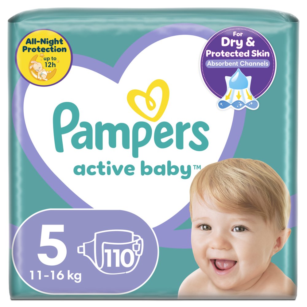 PAMPERS Active Baby Pieluszki Jednorazowe 5 (11-16 Kg) 110 Szt