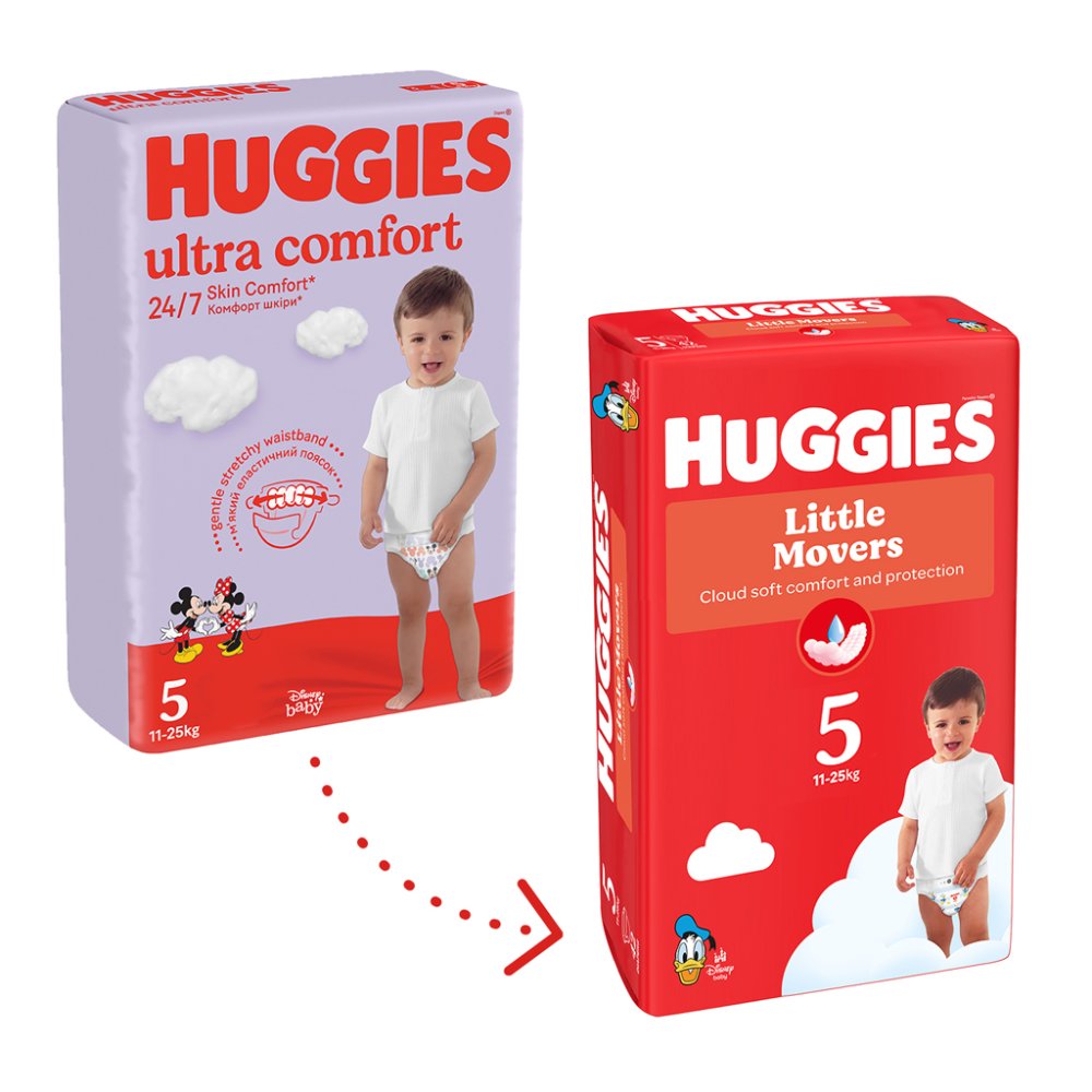 Scutece HUGGIES® De Unică Folosință Little Movers 5 (11-25 Buc) 58 Buc