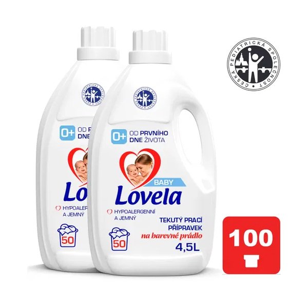 2x LOVELA Baby Liquid Detergent For Colored Clothes 4.5 L / 50 Washes