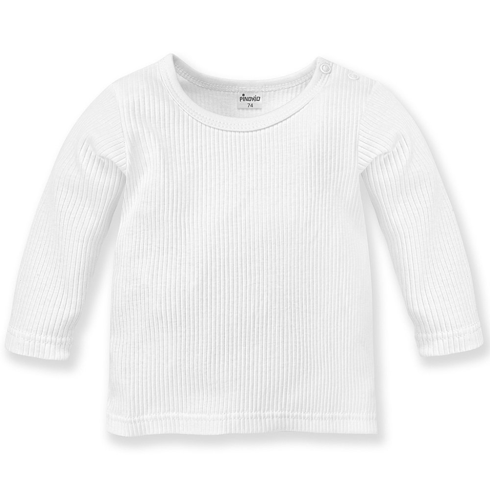 PINOKIO T-shirt côtelé à manches longues Lovely Day uni blanc taille 80