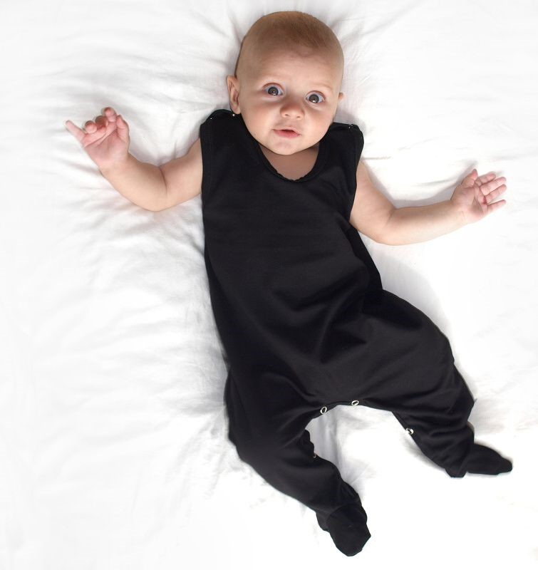 Barboteuse bébé en coton, noire 56