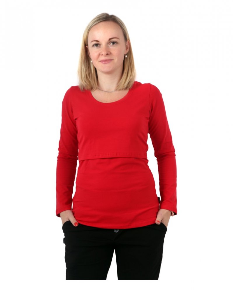 Maglietta per l'allattamento Kateřina, manica lunga, rosso M/L - immagine 3