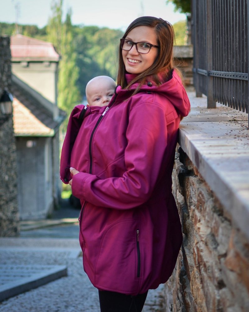 Softshell kismama és hordozó kabát Alice + kismama kabát, fukszia rózsaszínű M/L - Image 4