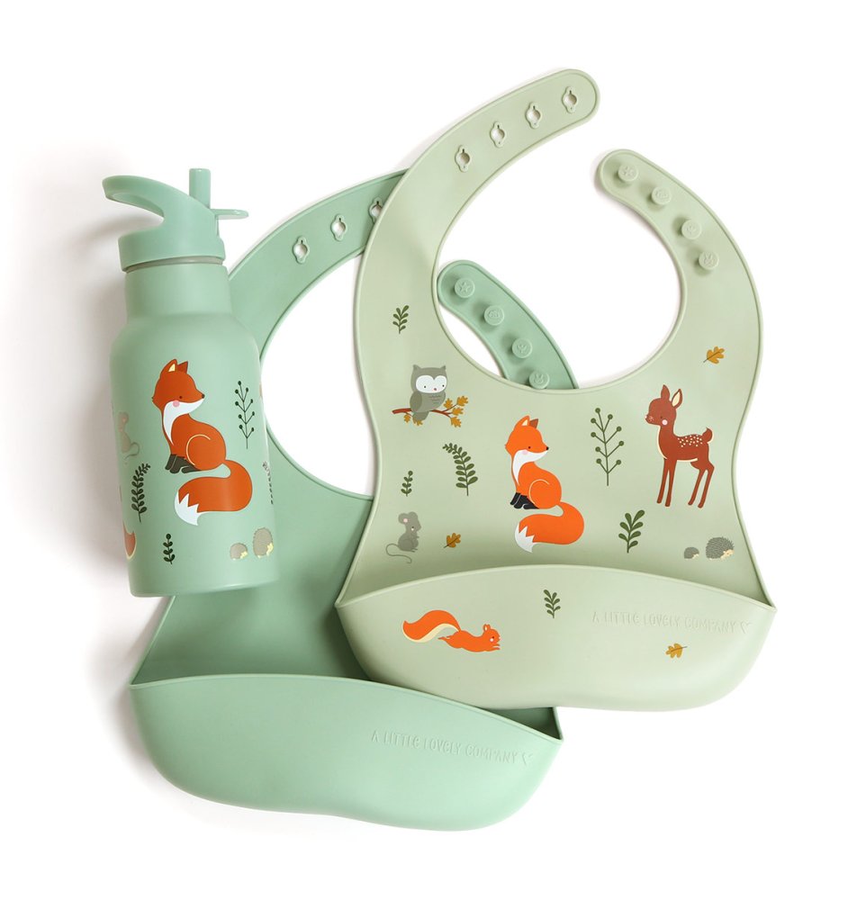 A Little Lovely Company - Set de 2 bavoirs en silicone - Les amis de la forêt – Image 6
