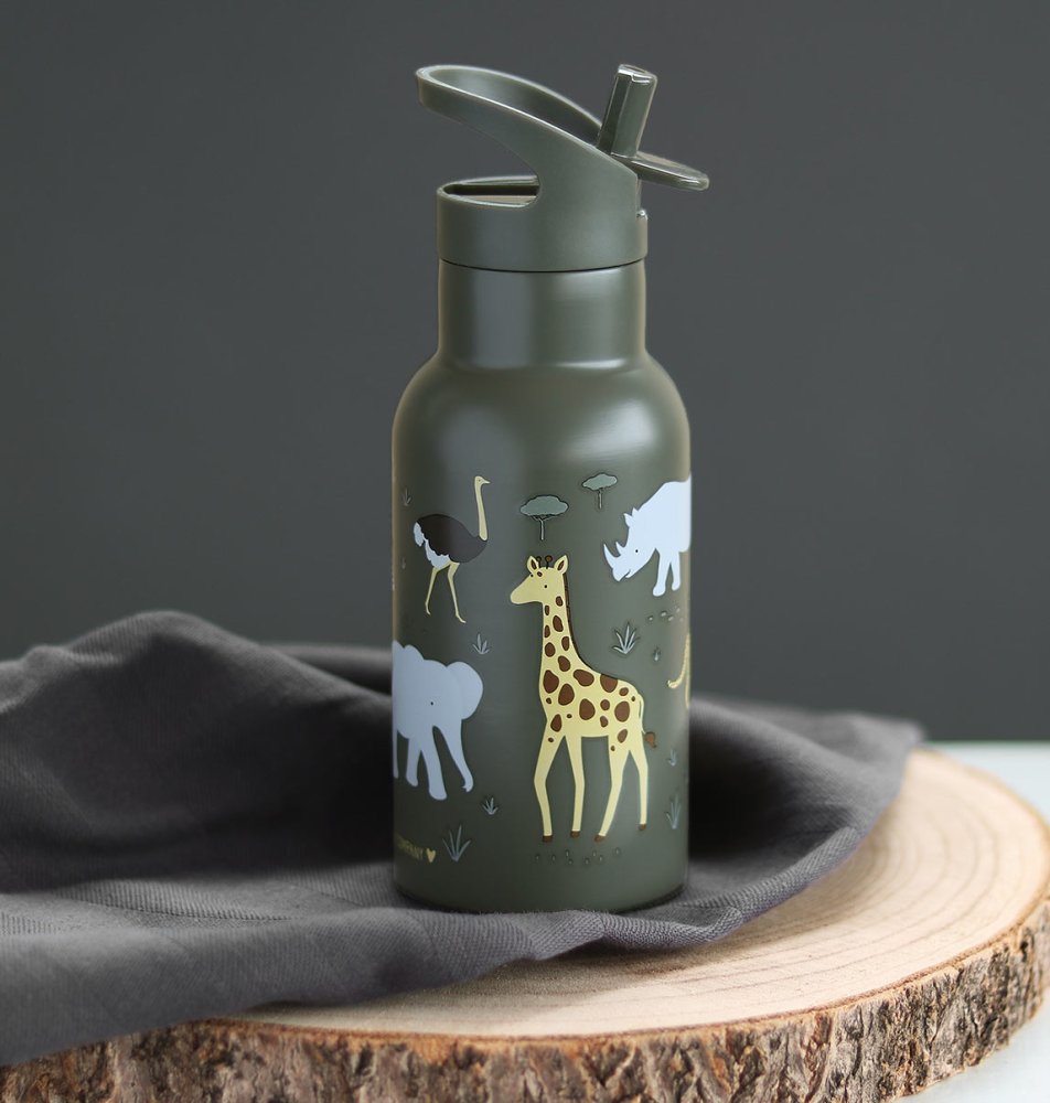 A Little Lovely Company - Borraccia in acciaio inossidabile, 350 ml - Animali della savana - immagine 5
