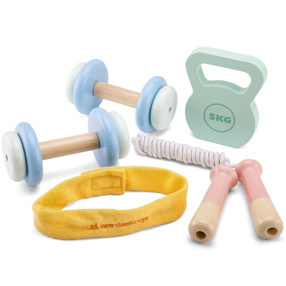 Drewniany zestaw fitness dla dzieci - obrazek 5