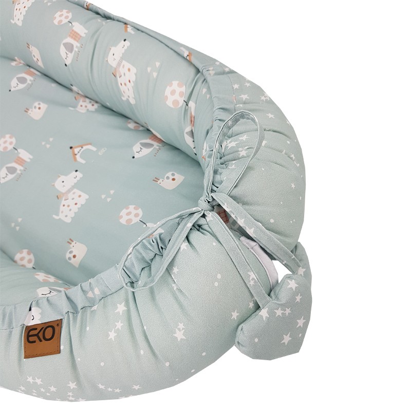 Nido per neonati EKO double-face in cotone Dogs Stars Mint 90x60 cm - immagine 3