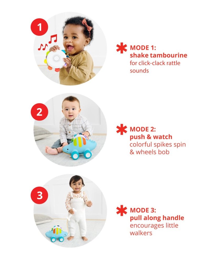 SKIPHOP Giocattolo da trainare musicale 3 in 1 Eplore&More Dinosauro 12m+ - immagine 3
