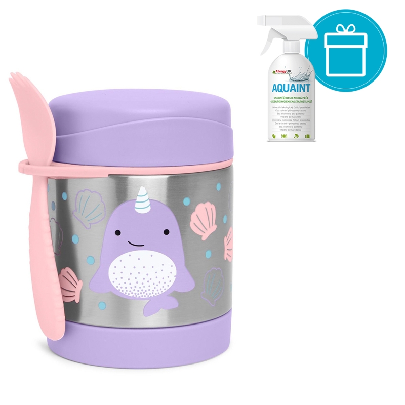 SKIP HOP Zoo Termos per alimenti con cucchiaio/forchetta Narvalo 325 ml, 3+ + AQUAINT 500 ml