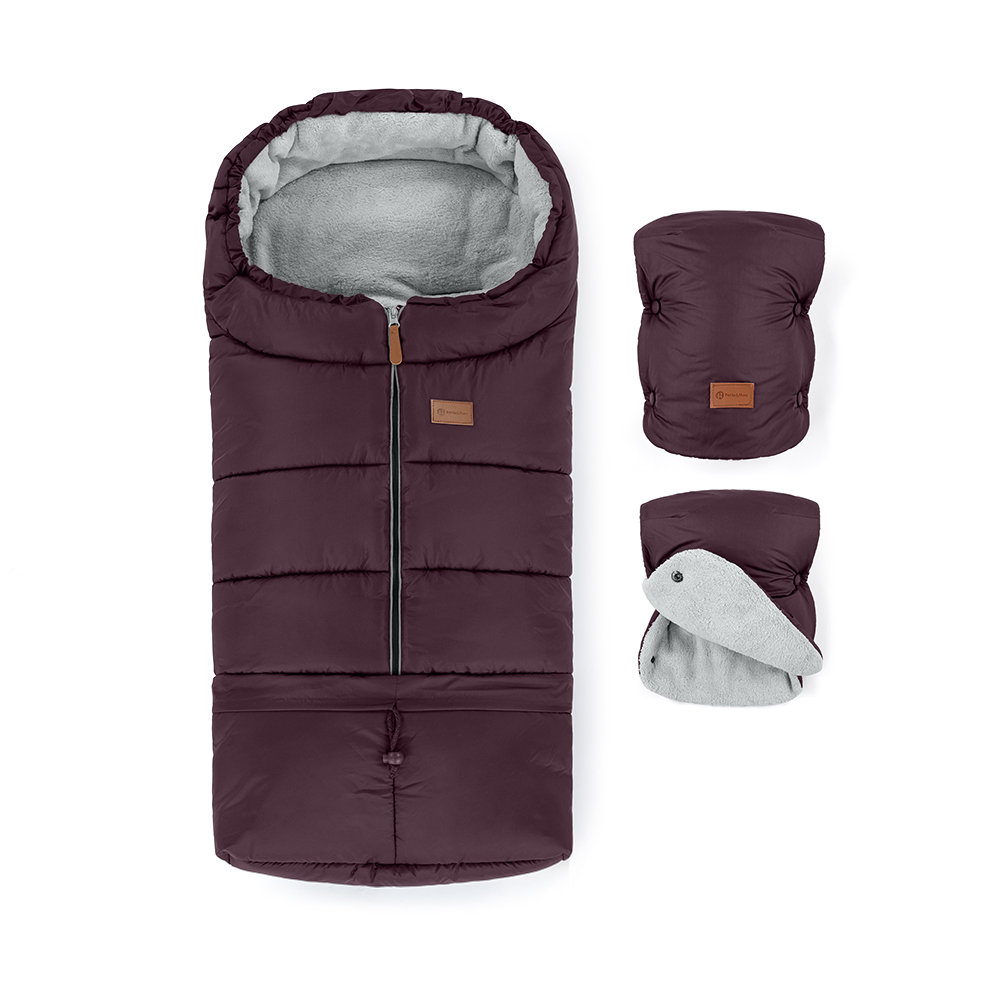 PETITE&MARS Ensemble chancelière d’hiver Jibot 3en1 + gants pour poussette Jasie Mysterious Plum